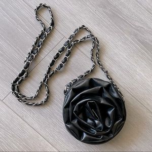 Y2K mini purse black pleather rose